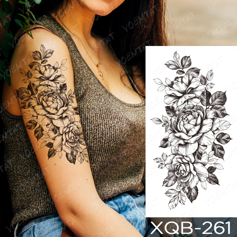 Waterproof Temporary Tattoo Sticker I Love You Flash Tattoos Lip Print Butterfly Flowers Body Art Arm Fake Sleeve Tatoo Women