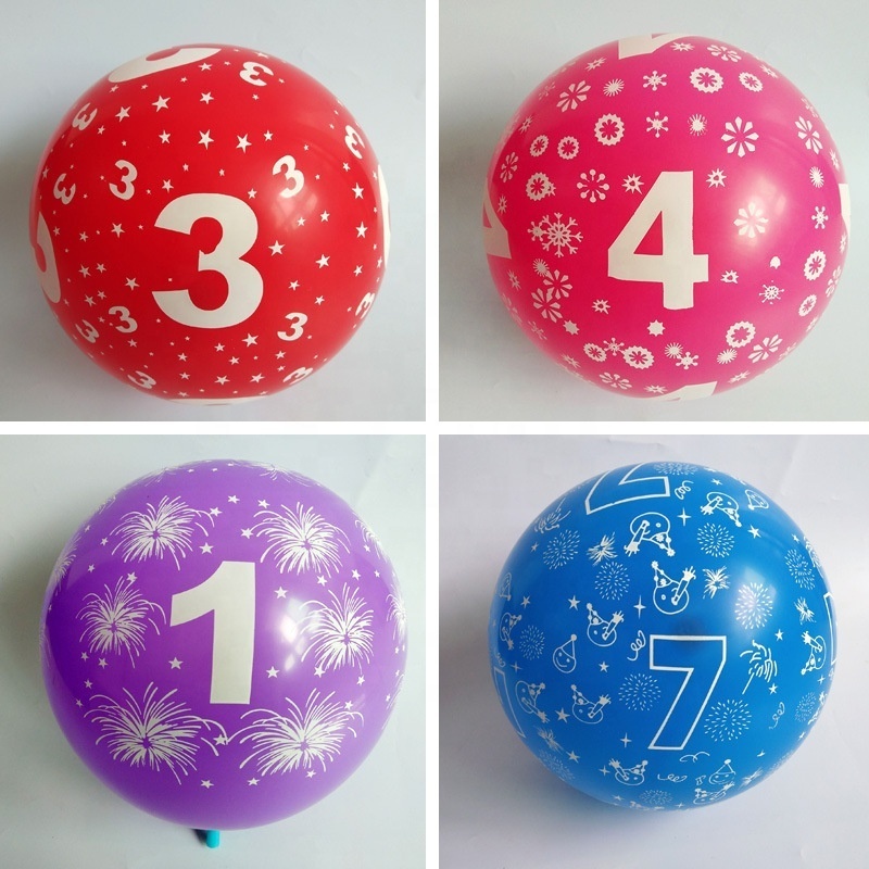 Hot Sell 12inch 0-9 Number Latex Balloon Inflatable Air Ball Wedding Decoration Printed Digit Happy Birthday Party Globos