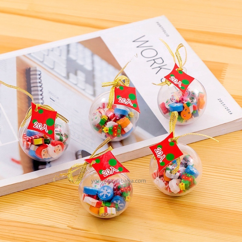 Hot Sell Kawaii Christmas Eraser Mini Christmas Ball Student School Stationery Eraser Cute Christmas Gift Learning Tool