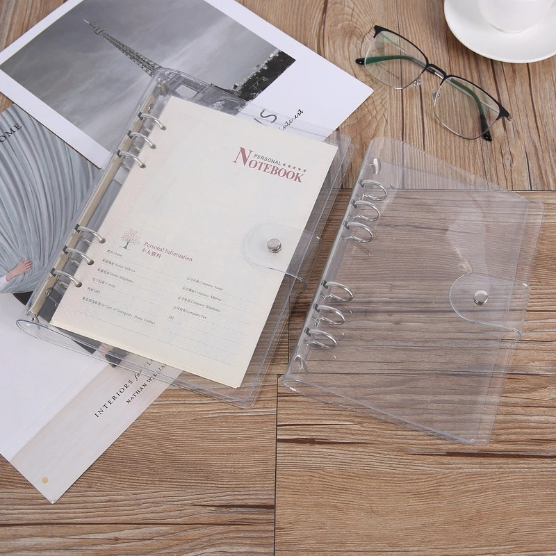 Transparent Plastic Clip File Folder A5/A6/A7 Notebook Loose Leaf Ring Binder Planner Agenda School Office Supplies