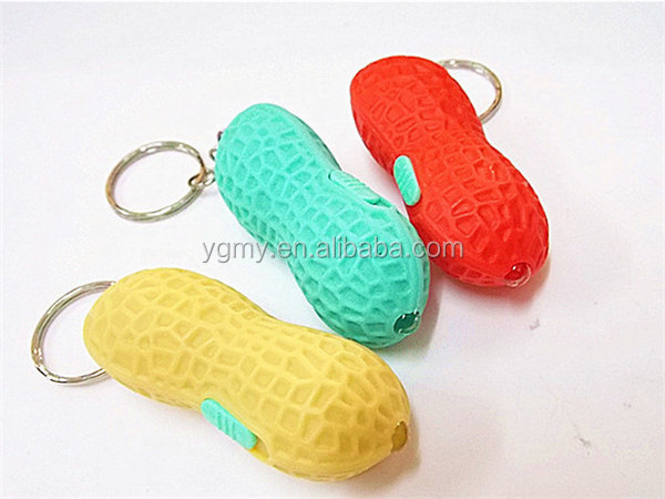 Lowest Price RA LED Cute Bright Mini Peanut Torch Flash light Keychain 1LED Flashlight Gift