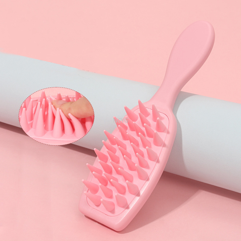 High Quality Massage Style Shampoo Comb With Extended Handle Soft Silicone Hair Brush Wet And Dry Bath Spa Detangling Brushes