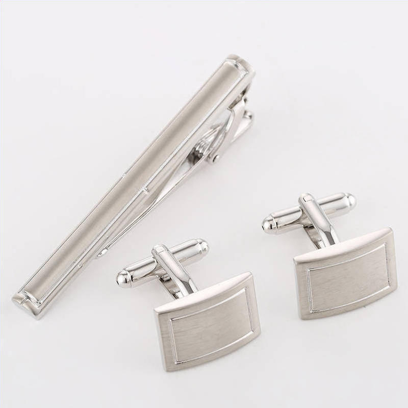 Stylish Cufflinks Tie Clip Set Bar quality Cufflinks Tie Brooches Set cuffs gemelos tie Men jewelry