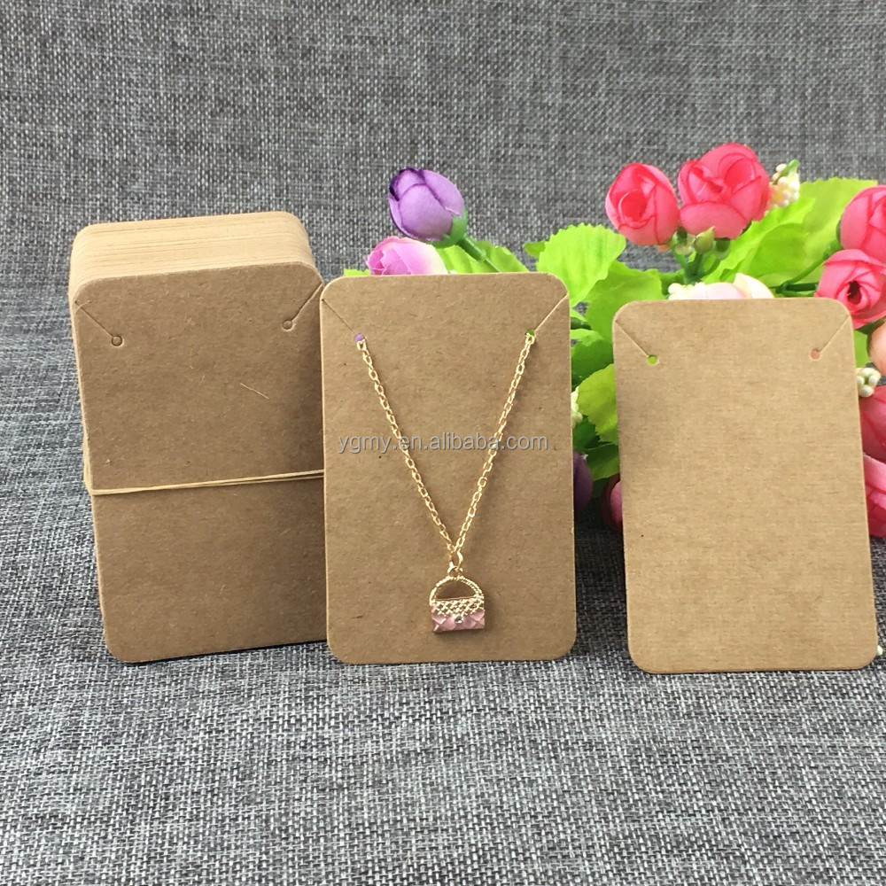 New Style 8.8*5.6cm 100pcs Black&Kraft Paper Blank Necklace Cards&Earring Cards Jewelry Classic Display Card Accept Custom Logo