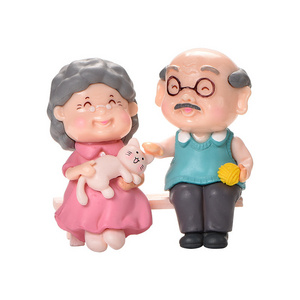 Home desktop Miniature Figurines Fairy Mini Grandma Grandpa Couple Figures Garden Accessories Garden Ornament