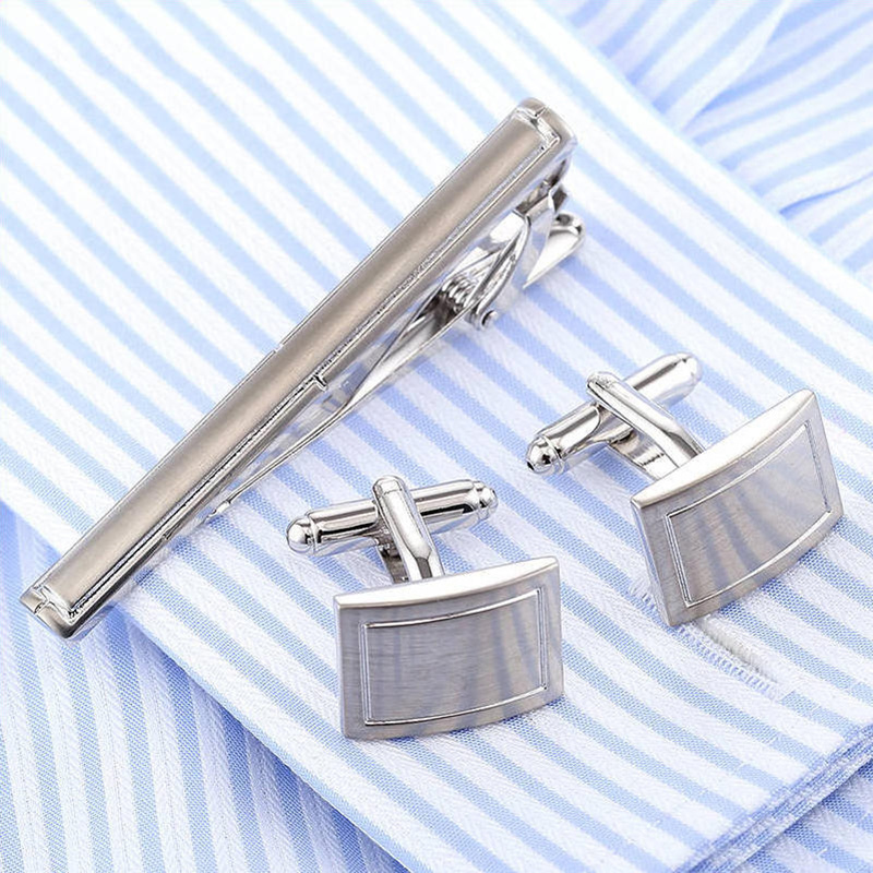 Stylish Cufflinks Tie Clip Set Bar quality Cufflinks Tie Brooches Set cuffs gemelos tie Men jewelry