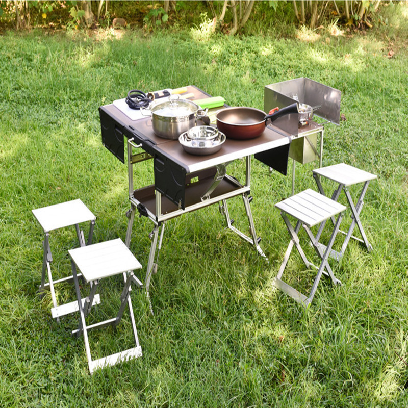 New Outdoor mobile kitchen portable stove camping field cooker camping supplies portable picnic table