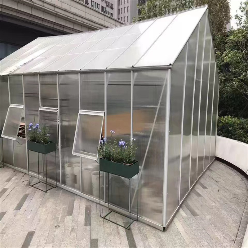 Mini Low Cost Aluminium Frame Polycarbonate Glass Commercial and Home Garden Greenhouses for Sale