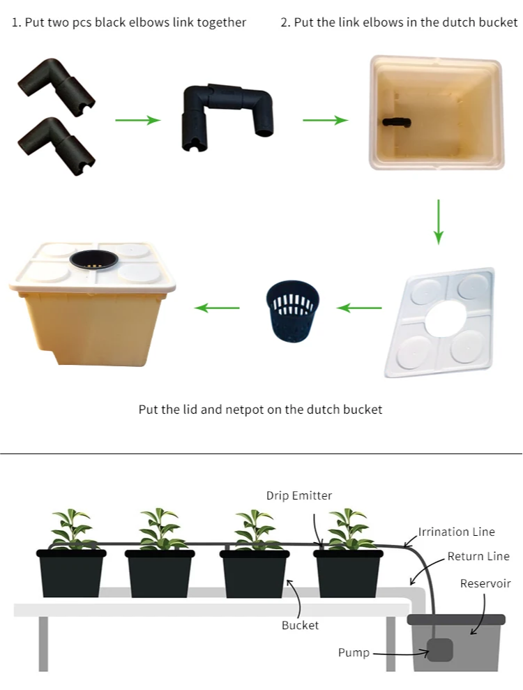 1 2 4 Holes Barrel 5 Gallon Dutch Bucket Grow Hydroponic Growth System Tomatoes Strawberry Pepper Planting