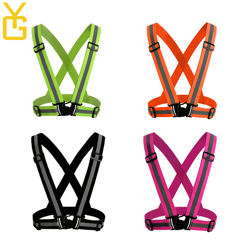 Custom Logo Adjustable Strap Reflective Running Vest High Visibility Safety Clothes Reflective Sash Reflective Belt For Running