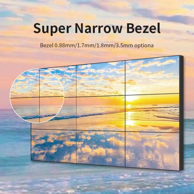 Floor standing 4x1 splice panel ultra narrow bezel 55 inch indoor 4k lcd video wall advertising screen