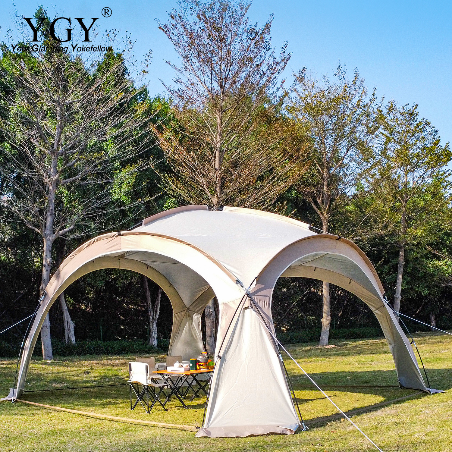 Dome Canopy Tent,Large Shelter Gazebos for Outdoor Camping,14*14 ft, UPF50+,PU 2000MM+, Sidewall and Aisle for Choice