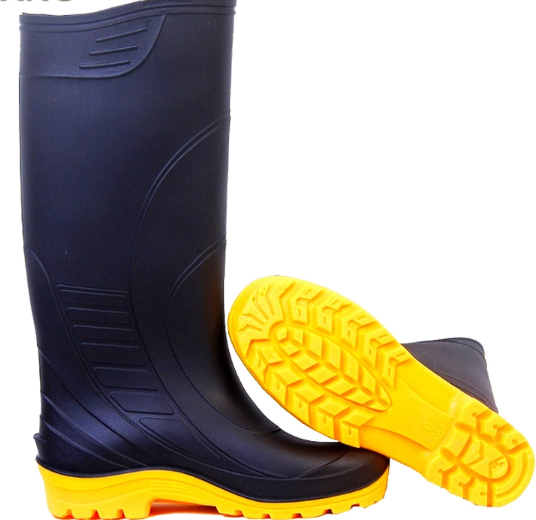 Indonesia  hot sell PVC rain boots for men's black color yellow sole