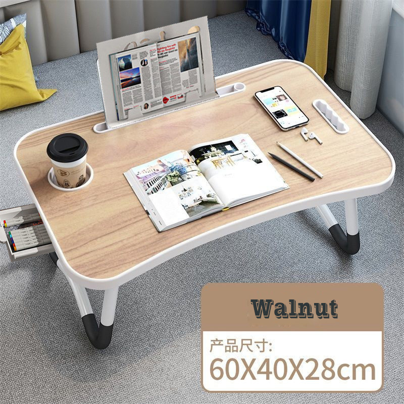 Foldable Laptop Desk with Storage Drawer Breakfast Serving Tray Phone Cup Holder Bed Sofa Couch Notebook Stand Reading Holder