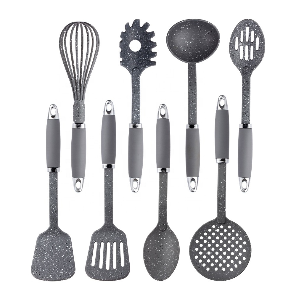 8 Pieces Private Label Wholesale Nylon Non Stick  Kitchen Tools Cooking Utensils Set With White Dot