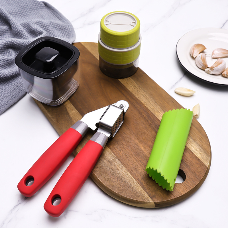 Manual Garlic Slicer And Dicer With Plastic Storage Box S/S Garlic Crusher Handheld Squeezer,silicone garlic masher