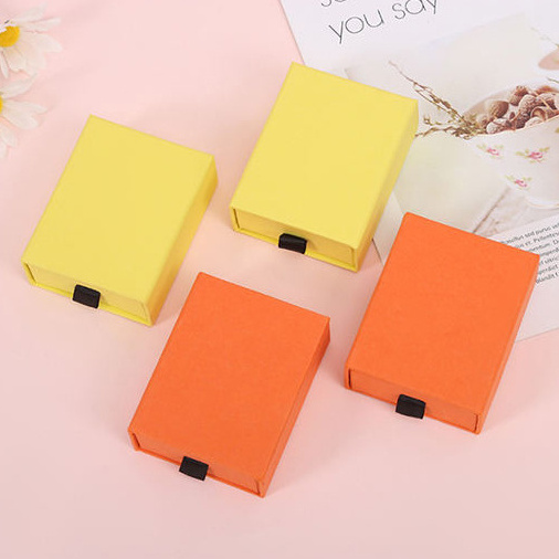 Ready To Ship Pink White Orange Red Orange Box Jewelry Gift Necklace Drawing Box Package Slide Drawer Paper Box With Black Foam