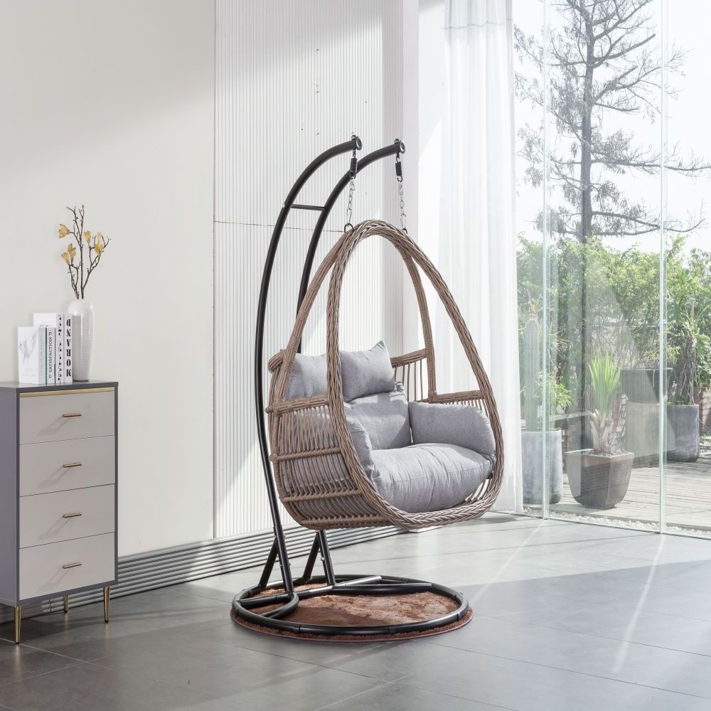 Outdoor Furniture Patio egg chair Swings Hanging Egg Swing cocoons Chair Pe Patio Swings with Metal Stand