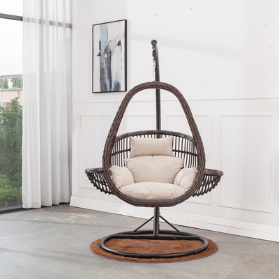 Hot Sell Outdoor Hanging Rattan Egg Chair Leisure Wicker Patio Swing Chair Rattan Teardrop Swinging Chair Hanging