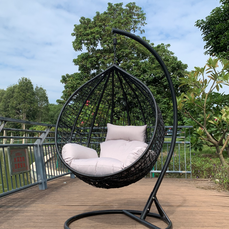 cheap wicker adjustable single rattan macrame patio nest ceiling rocking  black egg 3-seat swing chair