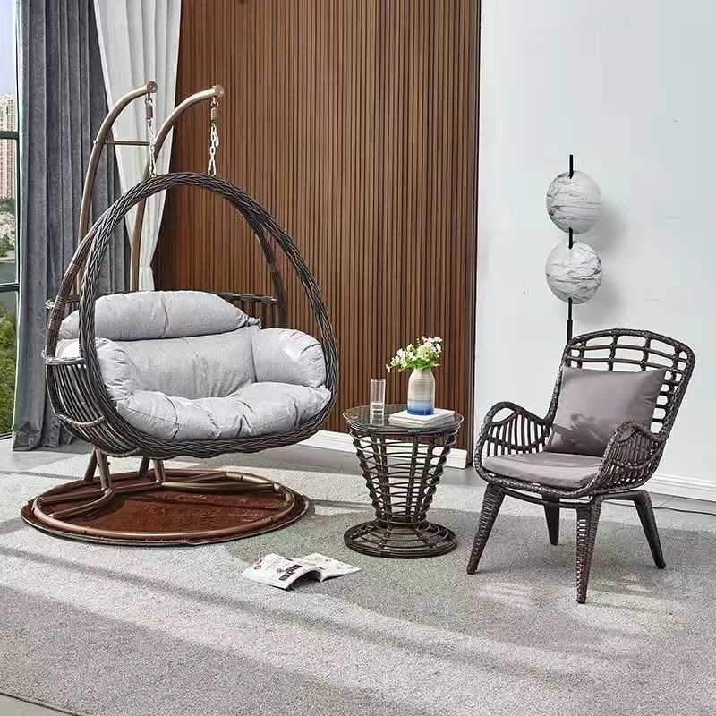 Hot Sale Outdoor Garden Swing Chair Hand-Woven Wicker Rattan Hanging Egg Swing Chair With Stand