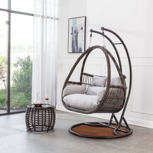 silla colgante para exterior / egg swing chair double seat / solid wood garden swing for hotel