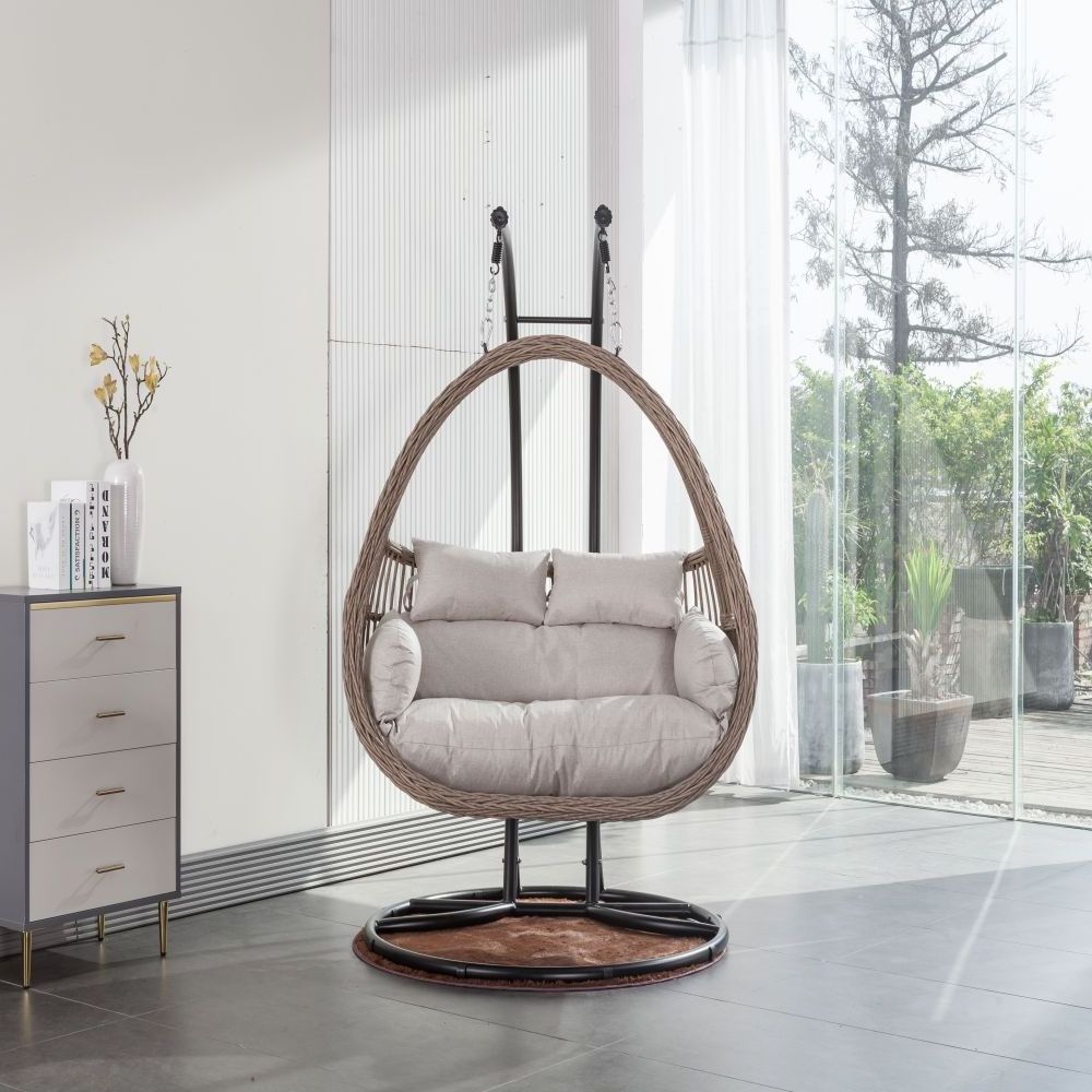 Outdoor Furniture Patio egg chair Swings Hanging Egg Swing cocoons Chair Pe Patio Swings with Metal Stand