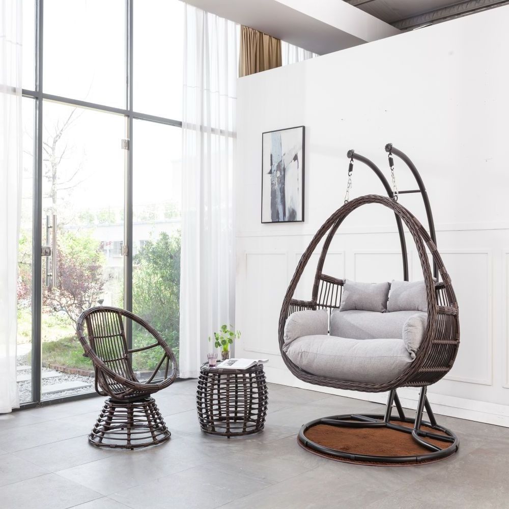 Outdoor Furniture Patio egg chair Swings Hanging Egg Swing cocoons Chair Pe Patio Swings with Metal Stand