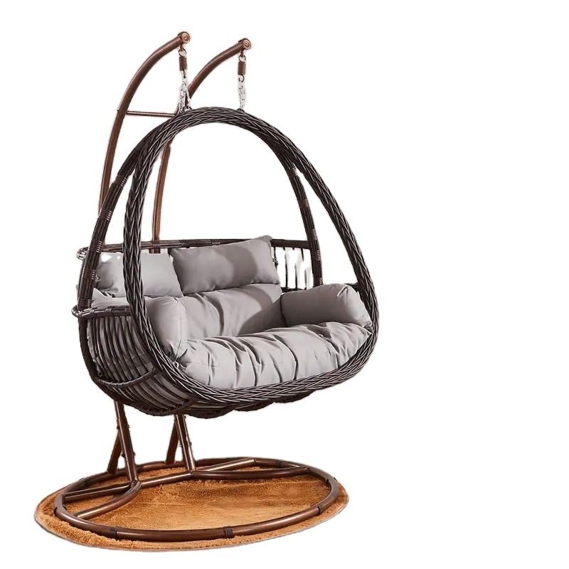 silla colgante para exterior / egg swing chair double seat / solid wood garden swing for hotel