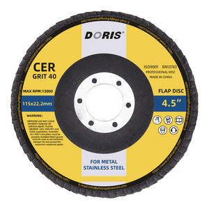 DORIS 4.5inch  115x22mm Ceramic coated abrasive flap sanding discs for stainless