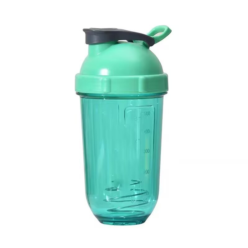 New Design Transparent Multi-coloured Sports Plastic Water Bottle Protein Powder Shaker with Stainless Steel Stirring Balls