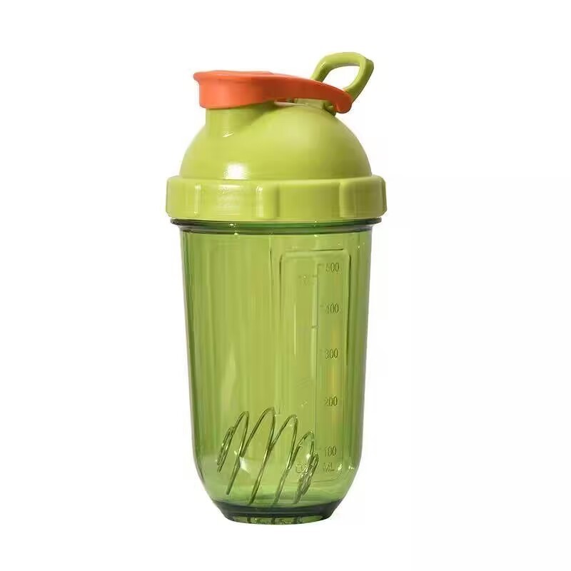 New Design Transparent Multi-coloured Sports Plastic Water Bottle Protein Powder Shaker with Stainless Steel Stirring Balls