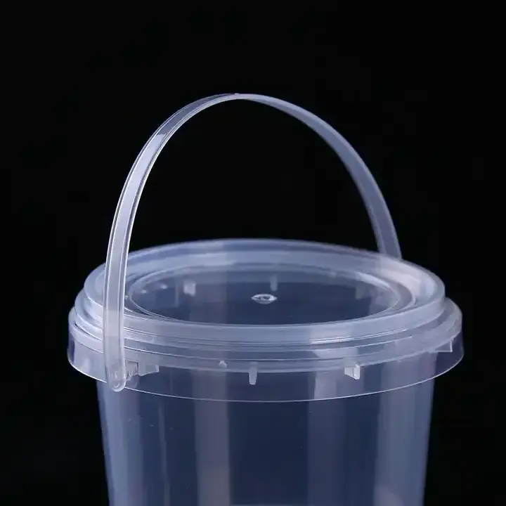 Food grade plastic buckets wholesale 1L seafood milk tea fruit tea packing bucket clear plastic buckets with lids