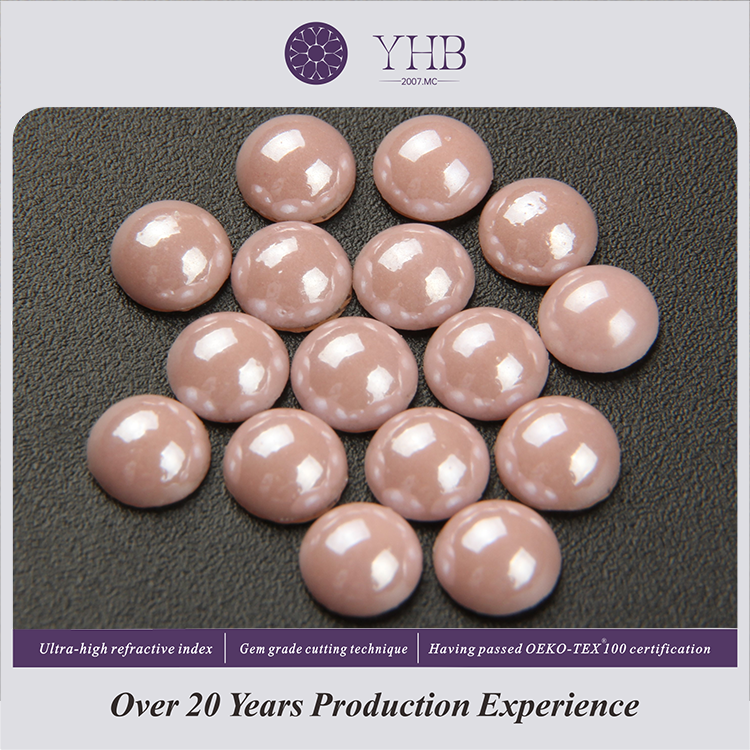 China YHB Sale Pearls Peach Half Round Flatback Pearls For Diy Jewelry Making