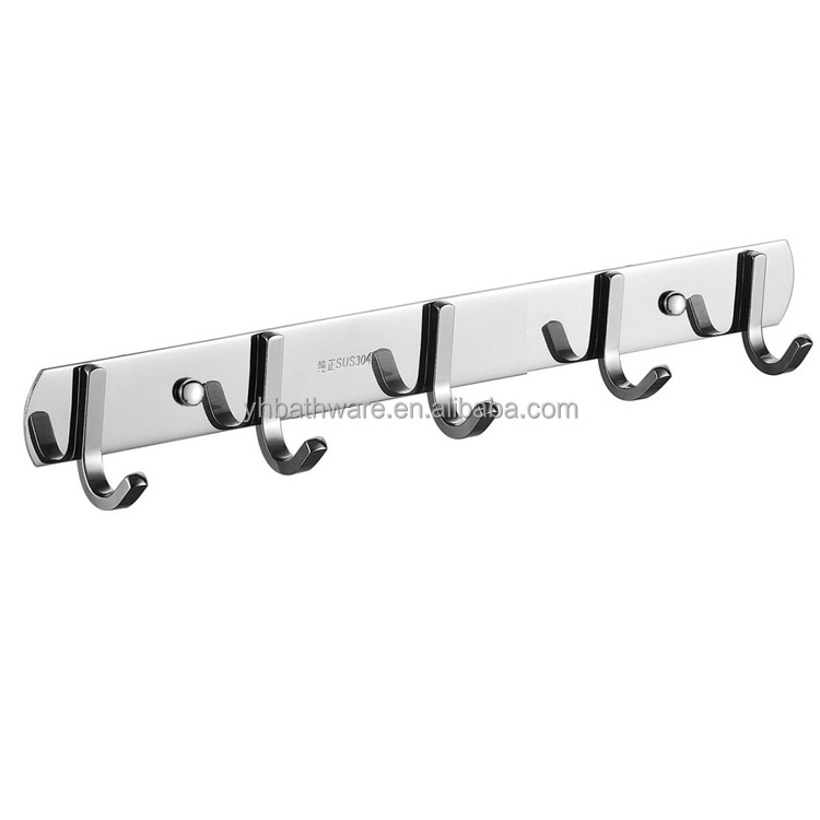 Hot Sale Modern Kitchen Stainless Steel Wall Coat Rack Coat Hooks Wall Mounted Stainless Steel Hook Rack for Clothes