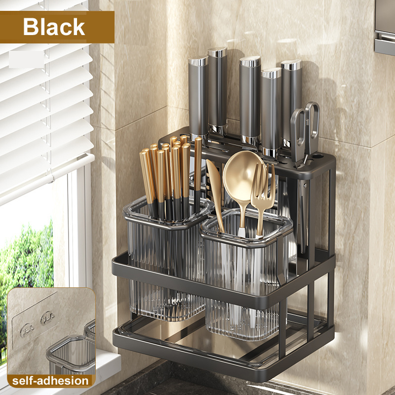 Metal Rack Kitchen Storage Rack Bathroom Stainless Steel Kitchen Storage Rack With Knife Holder