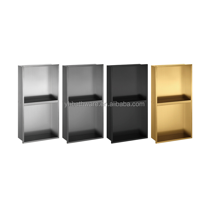 Bathroom 304 Stainless Steel Black Single Double Three Four Recessed Shower Niche metal shower niche shelf