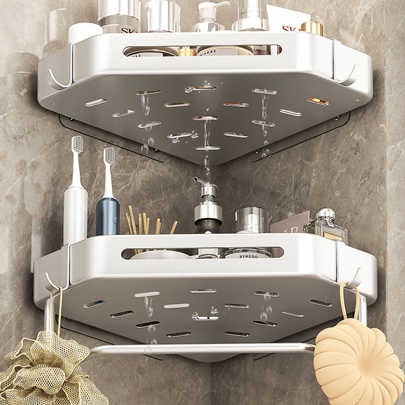 2023 Best Selling Bathroom Shelves Wall Mounted Bathroom Corner Racks Aluminum Alloy Shower Corner Shelf