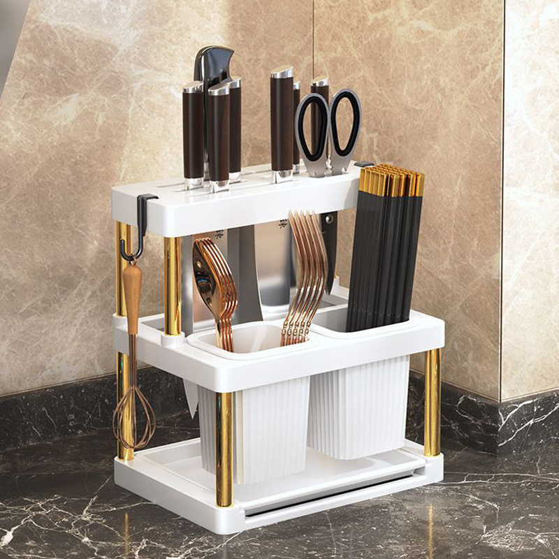 2024 New Design Pp Kitchen Rack Knife Storage Basket Home Kitchen Tools Accessories Corner Kitchen Storages Rack