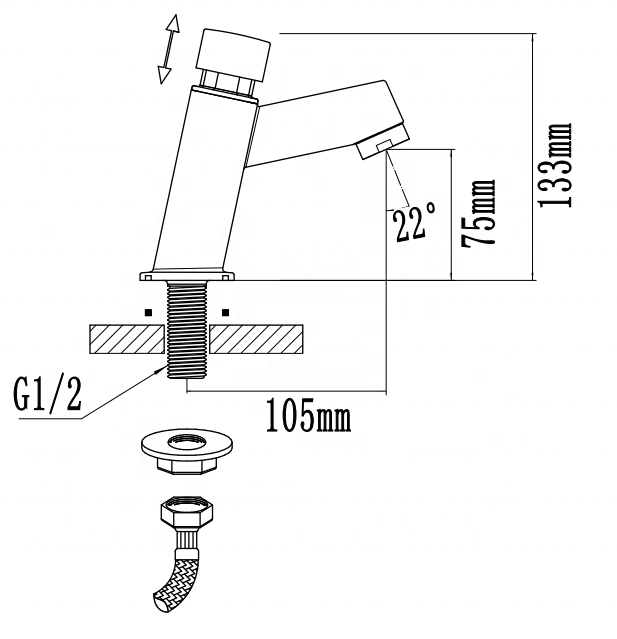 Public use All Plastic press push button household self closing save water public lavatory faucet