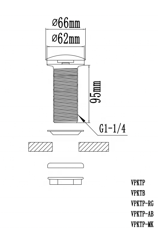 Bathroom Pop Up Waste Drain Click Clack Sink Waste Basin Sink Drain Strainer with custom logo