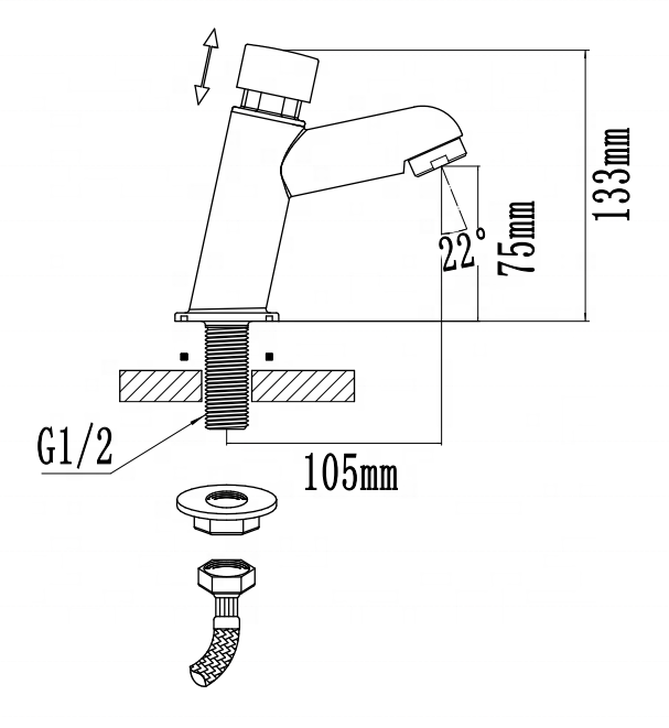 Economic use  water saving self closing push basin BLACK time delay faucet