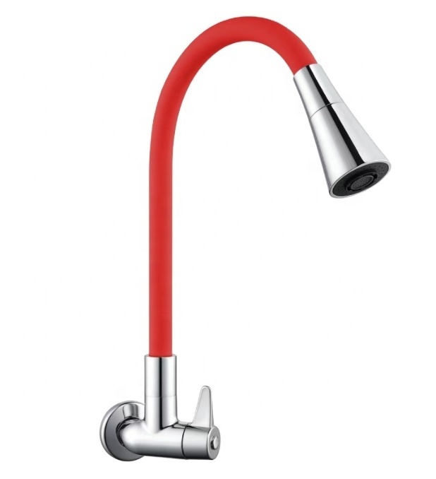 Universal Flexible Hose Wall Mounted Single Lever Cold Water Universal Swivel Silicon Tube Kitchen Faucet Tap