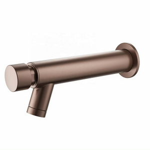 HOT  water saving  wall mounted bathroom use self closing push button basin pillar time delay tap faucet