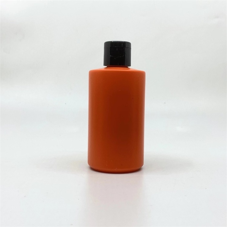 120ml plastic PE orange shampoo lotion bottle with flip top cap