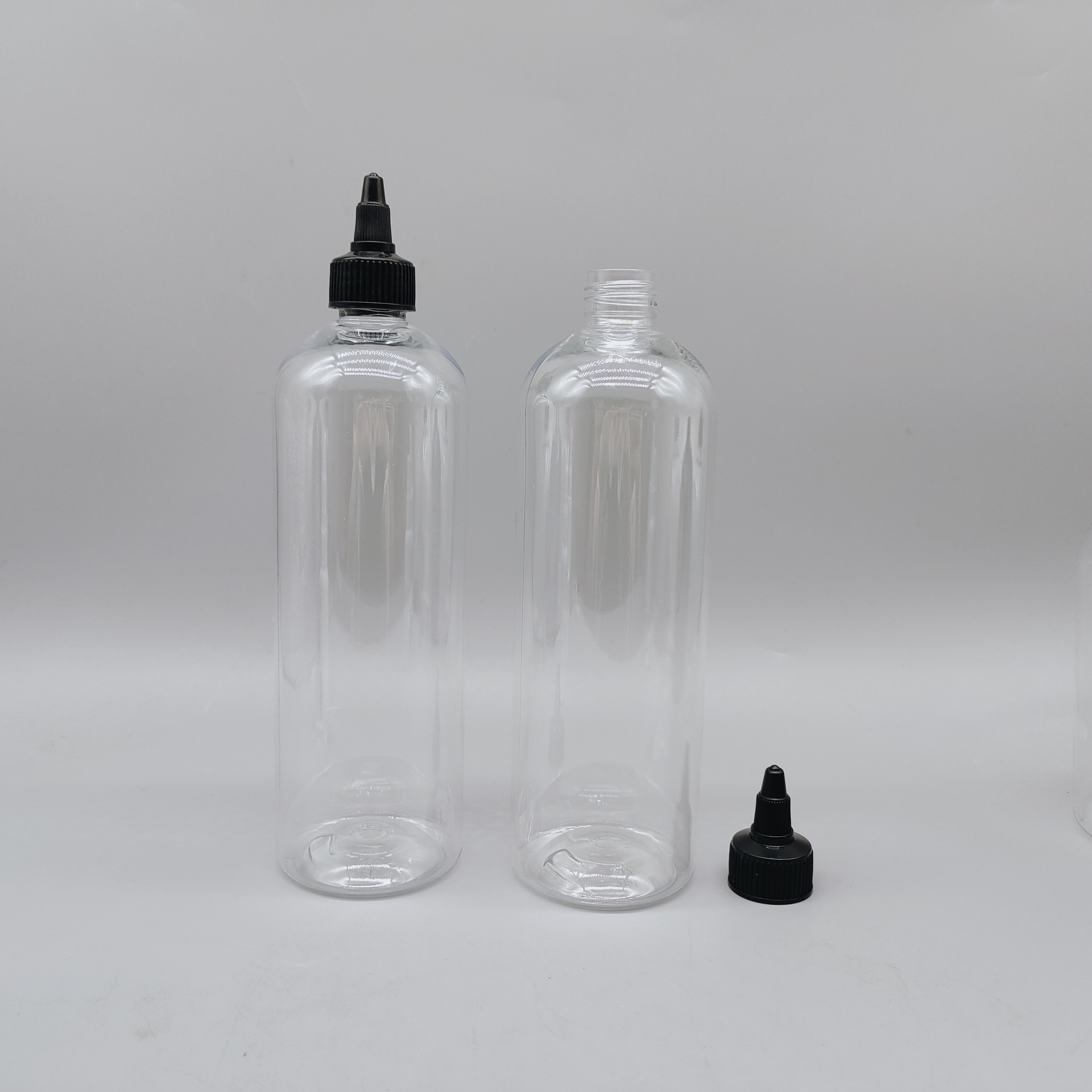 500ml Long Skinny Style Glue Squeeze Plastic Transparent Bottle Ink Sauce Packaging 16oz With Black Twist Cap