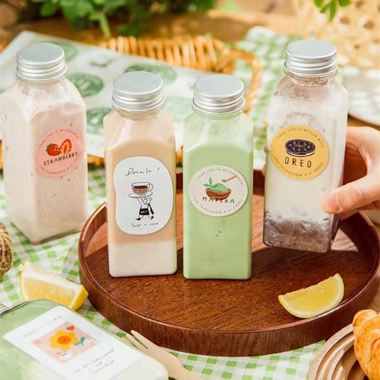 300ml 350ml pet special transparent juice bottle lemonade bottle milk tea bottle with plastic lid