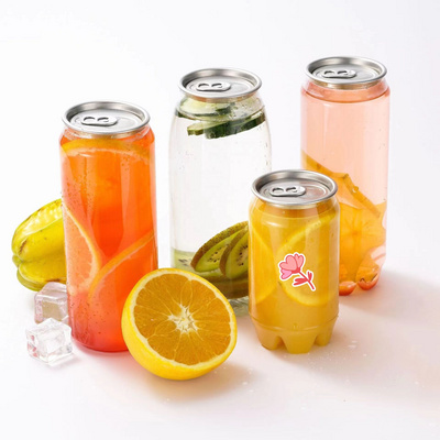 350ml 500ml pet transparent beverage bottle plastic soda can fruit juice can milk tea bottle with easy-to-pull lid