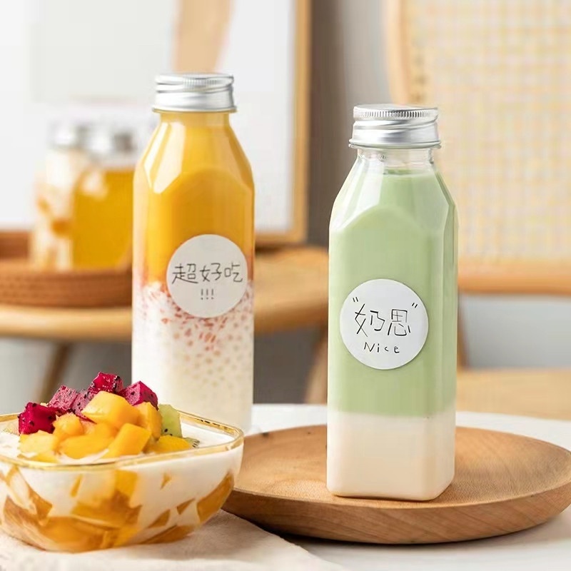 300ml 350ml pet special transparent juice bottle lemonade bottle milk tea bottle with plastic lid