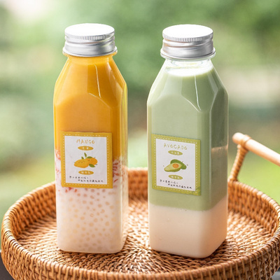 300ml 350ml pet special transparent juice bottle lemonade bottle milk tea bottle with plastic lid